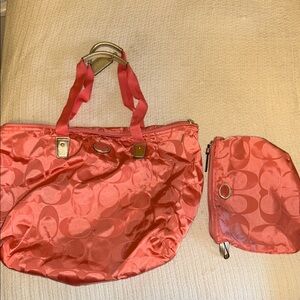 Peach Coach Tote Bag Set